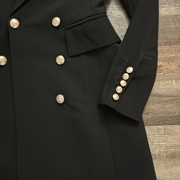 NWOT Lulus XS Captain Blog Black Double Breasted Coat - Picture 3 of 5